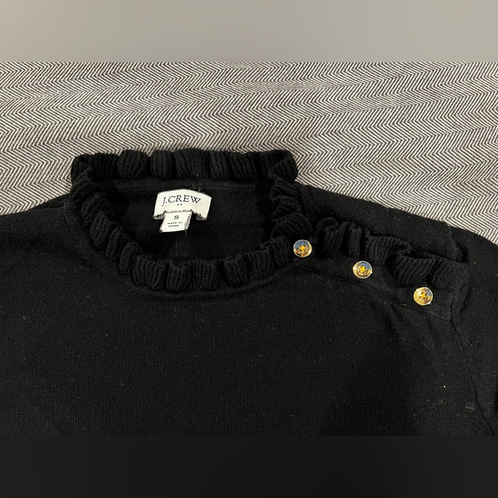 J.Crew Ruffle Neck Sweater with Buttons - Picture 3 of 3